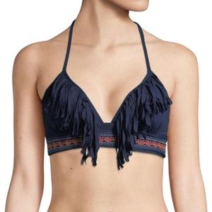 Ondademar NWOT embroidered fringe bikini set